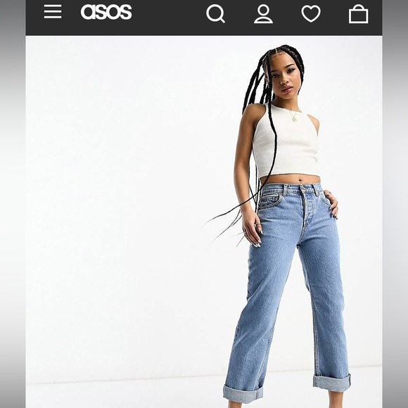 ASOS DESIGN 90s Petite straight jeans in vintage lightwash - Picture 1 of 4